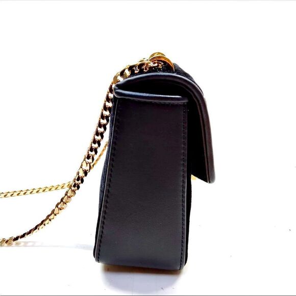 Ltd Edition les petits joueurs Small Black Velvet Leather Heart Crossbody Bag - Picture 3 of 11